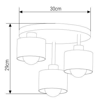 Lámpara colgante 3xE27/35W/230V diá. 30 cm negro