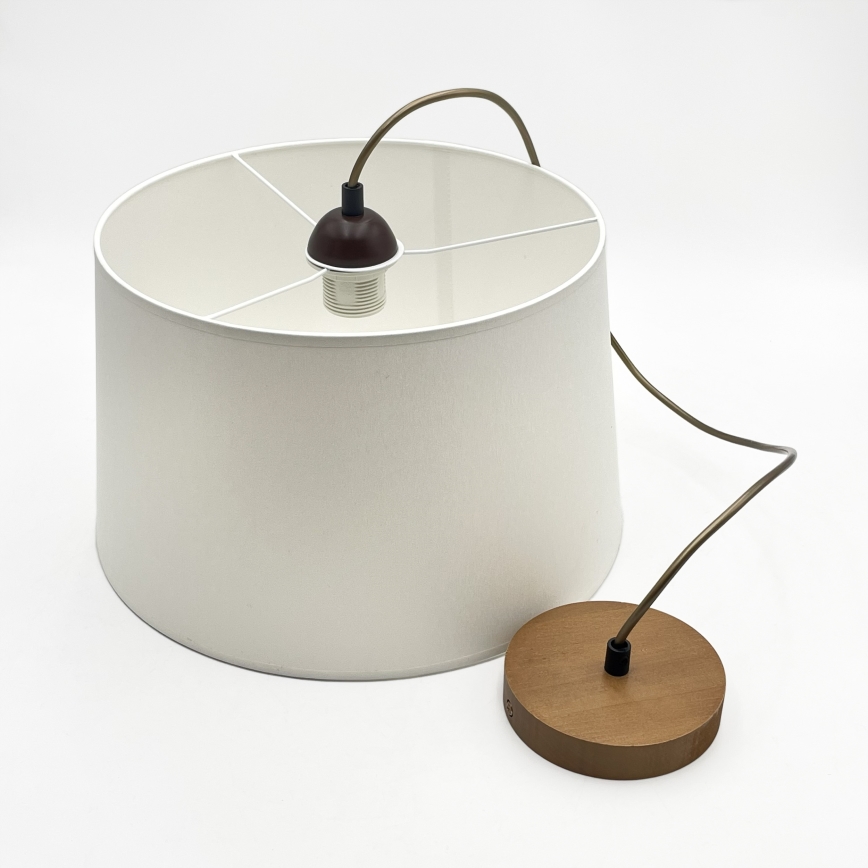 Lámpara colgante AIDA con cable 1xE27/60W/230V, diámetro 35 cm, acabado roble/marrón/blanco