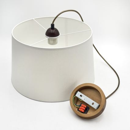 Lámpara colgante AIDA con cable 1xE27/60W/230V, diámetro 35 cm, acabado roble/marrón/blanco