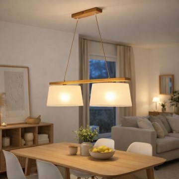 Lámpara colgante AIDA con cable 2xE27/60W/230V Ø 35 cm roble