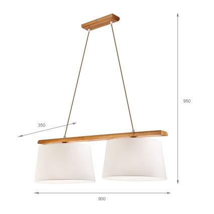 Lámpara colgante AIDA con cable 2xE27/60W/230V Ø 35 cm roble