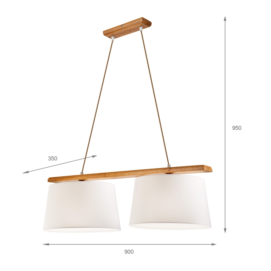 Lámpara colgante AIDA con cable 2xE27/60W/230V Ø 35 cm roble
