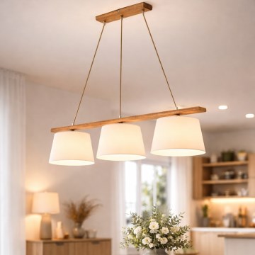 Lámpara colgante AIDA con cable 3xE27/60W/230V, Ø 25 cm, roble