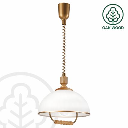 Lámpara colgante ajustable en altura RAMONA 1xE27/60W/230V marrón/blanco/roble