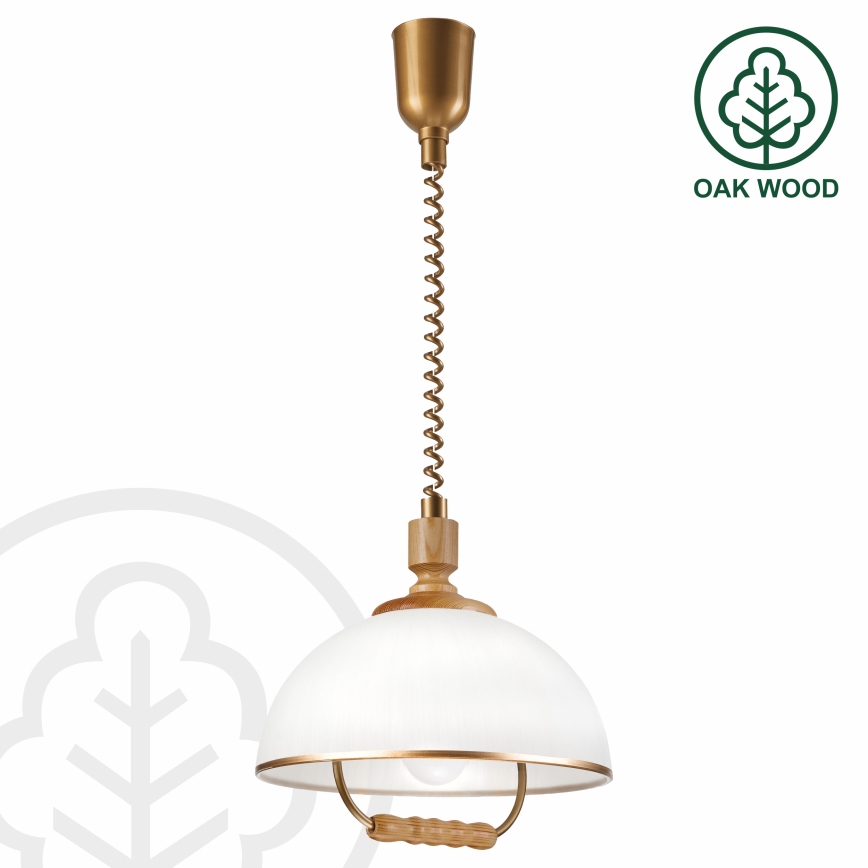 Lámpara colgante ajustable en altura RAMONA 1xE27/60W/230V marrón/blanco/roble