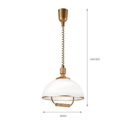 Lámpara colgante ajustable en altura RAMONA 1xE27/60W/230V marrón/blanco/roble