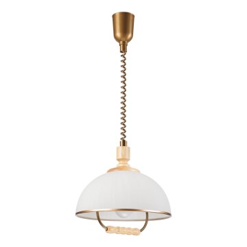 Lámpara colgante ajustable RAMONA 1xE27/60W/230V beige/marrón claro/pino
