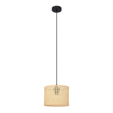 Lámpara colgante ALBA 1xE27/15W/230V diá. 20 cm ratán/negro