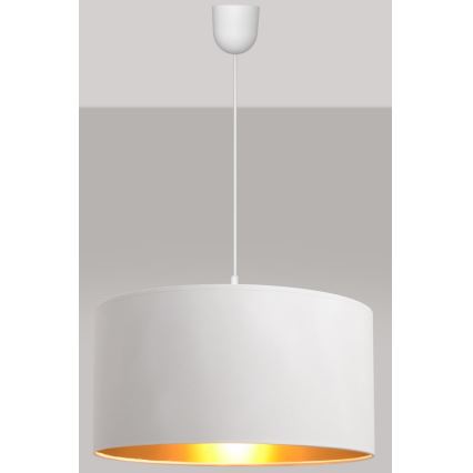 Lámpara colgante con cable ALBA 1xE27/15W/230V diámetro 40 cm blanco/dorado
