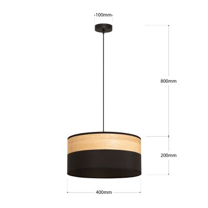 Lámpara colgante ALBA 1xE27/15W/230V Ø 40 cm negra/marrón