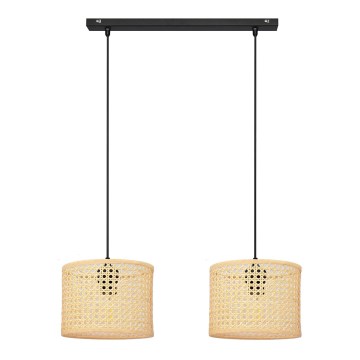 Lámpara colgante ALBA 2xE27/15W/230V ratán/negro