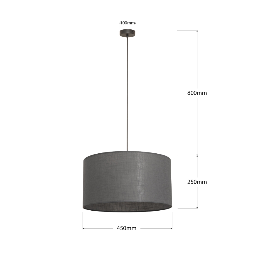 Lámpara colgante ALBA con cable 1xE27/15W/230V, diámetro 45 cm, gris