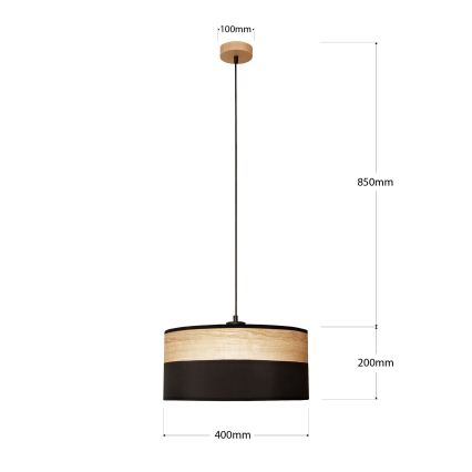 Lámpara colgante ALBA con cable 1xE27/15W/230V Ø 40 cm negro/marrón