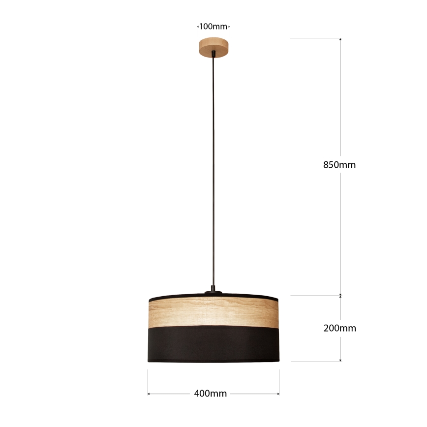 Lámpara colgante ALBA con cable 1xE27/15W/230V Ø 40 cm negro/marrón