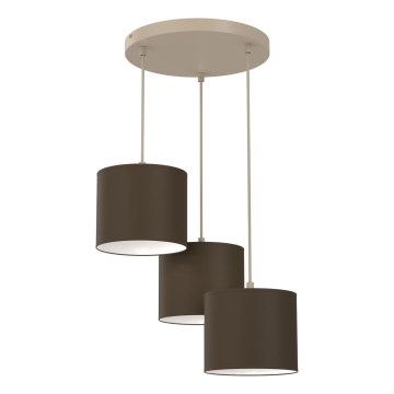 Lámpara colgante ARDEN con cable, 3xE27/15W/230V, Ø 30 cm, beige/marrón