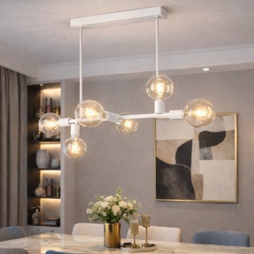 Lámpara colgante ASTRID 6xE27/60W/230V blanco