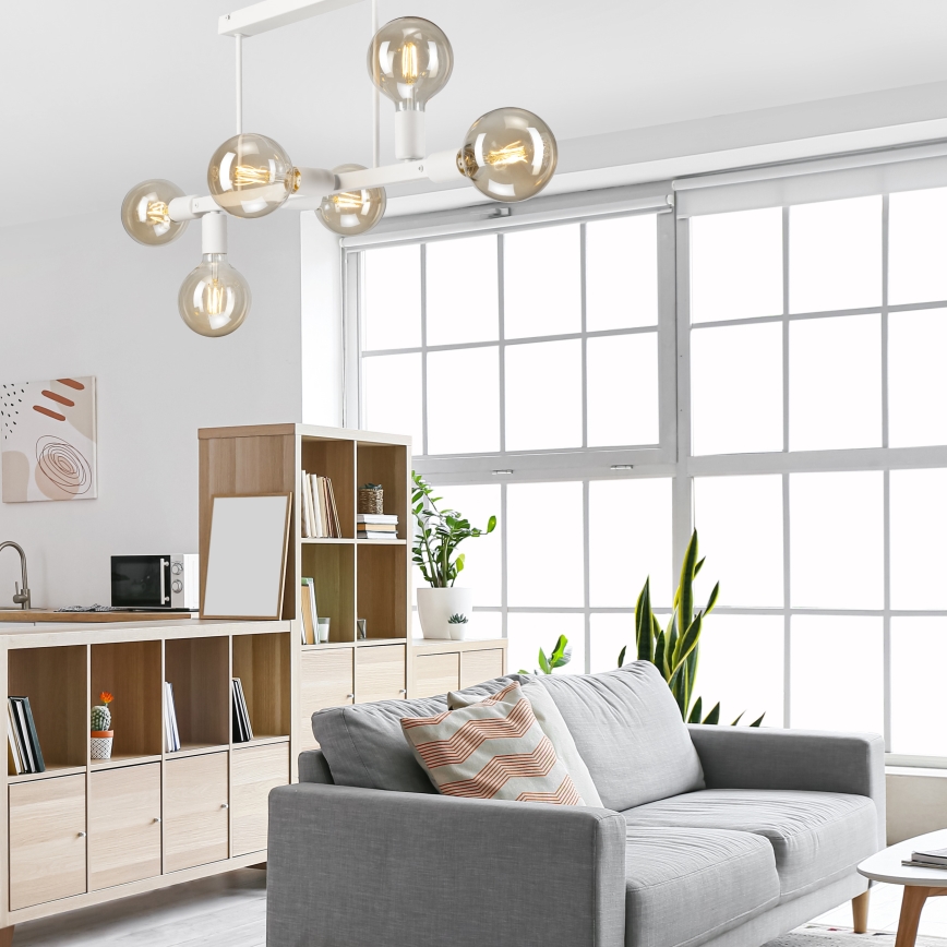 Lámpara colgante ASTRID 6xE27/60W/230V blanco