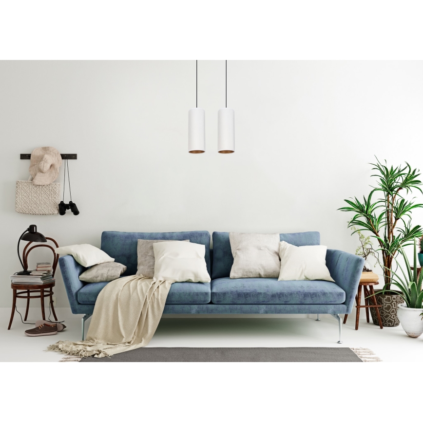 Lámpara colgante con cable AVALO 2xE27/60W/230V blanco/cobre