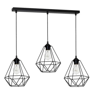 Lámpara colgante BASKET 3xE27/60W/230V negra