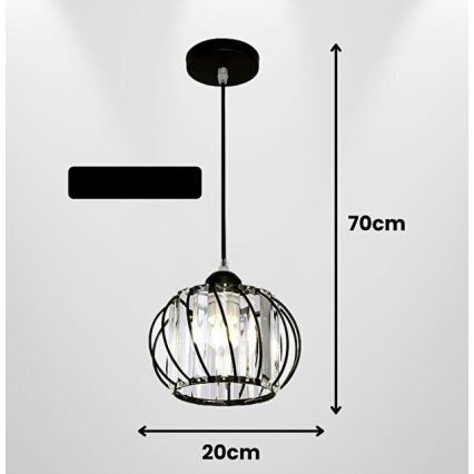 Lámpara colgante BELLA con cable 1xE27/40W/230V, negra