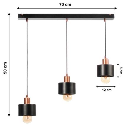 Lámpara colgante BODO 3xE27/60W/230V