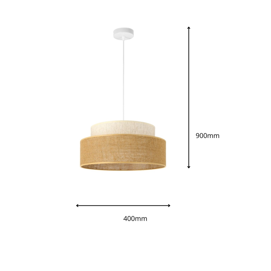 Lámpara colgante BOHO 1xE27/60W/230V diá. 40 cm color crema/beige
