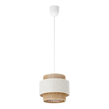 Lámpara colgante BOHO con cable 1xE27/60W/230V Ø 20 cm crema/juta