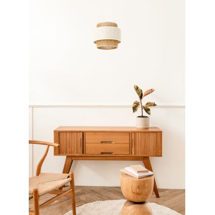 Lámpara colgante BOHO con cable 1xE27/60W/230V Ø 20 cm crema/juta