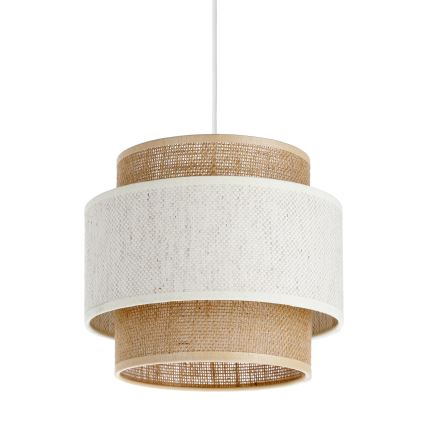 Lámpara colgante BOHO con cable 1xE27/60W/230V Ø 20 cm crema/juta