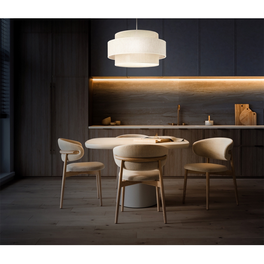 Lámpara colgante BOHO con cable 1xE27/60W/230V Ø 40 cm crema/yute