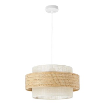 Lámpara colgante BOHO con cable 1xE27/60W/230V Ø 40 cm yute/crema