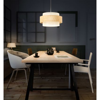 Lámpara colgante BOHO con cable 1xE27/60W/230V Ø 40 cm yute/crema