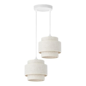 Lámpara colgante BOHO con cable 2xE27/60W/230V blanca