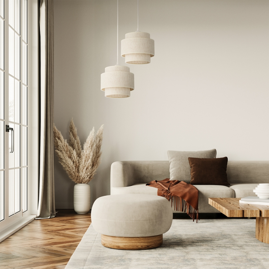 Lámpara colgante BOHO con cable 2xE27/60W/230V blanca