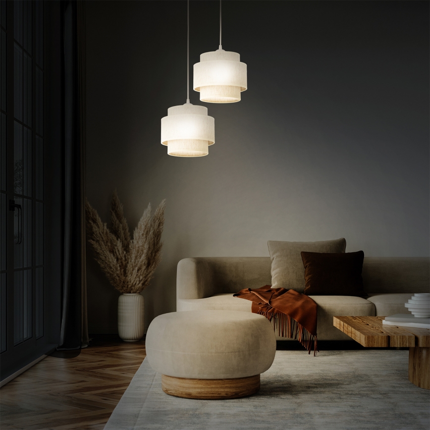 Lámpara colgante BOHO con cable 2xE27/60W/230V blanca
