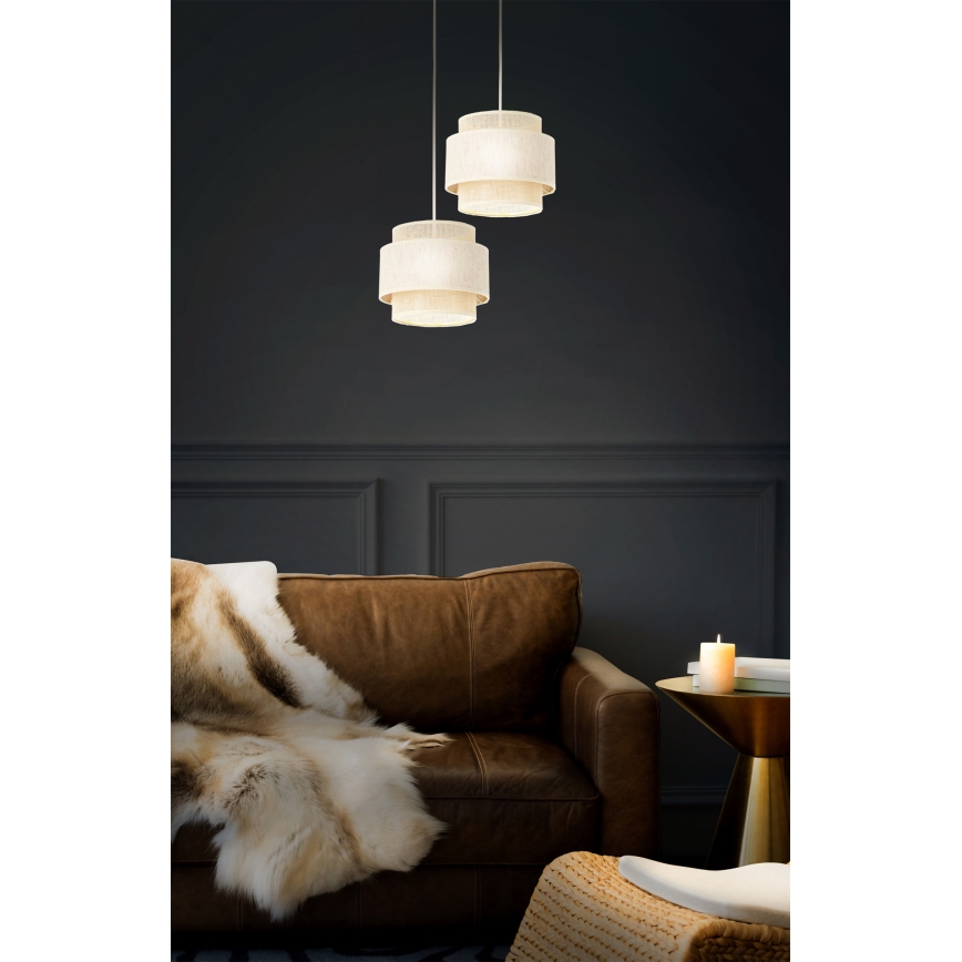 Lámpara colgante BOHO con cable 2xE27/60W/230V crema/yute
