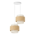 Lámpara colgante BOHO con cable 2xE27/60W/230V yute/crema