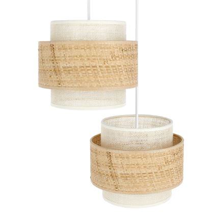 Lámpara colgante BOHO con cable 2xE27/60W/230V yute/crema