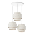 Lámpara colgante BOHO con cable 3xE27/60W/230V blanca