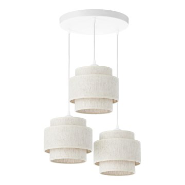 Lámpara colgante BOHO con cable 3xE27/60W/230V blanca