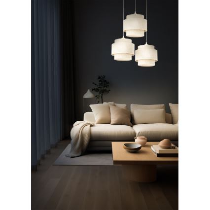 Lámpara colgante BOHO con cable 3xE27/60W/230V blanca