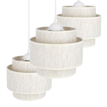 Lámpara colgante BOHO con cable 3xE27/60W/230V blanca
