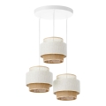 Lámpara colgante BOHO con cable 3xE27/60W/230V blanco/yute