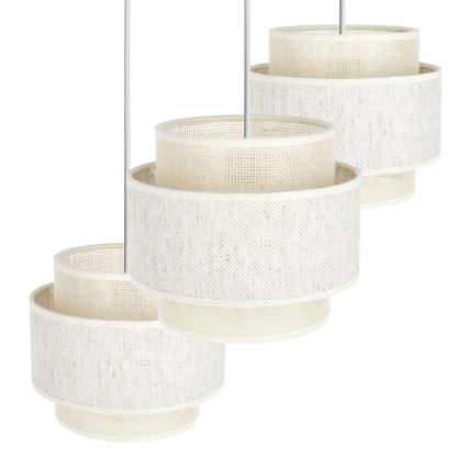 Lámpara colgante BOHO con cable 3xE27/60W/230V crema/juta