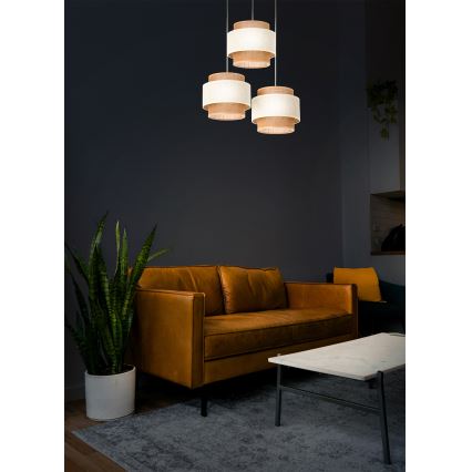 Lámpara colgante BOHO con cable 3xE27/60W/230V crema/yute