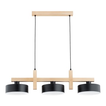 Lámpara colgante CERTA con cable 3xE27/15W/230V negro/beige