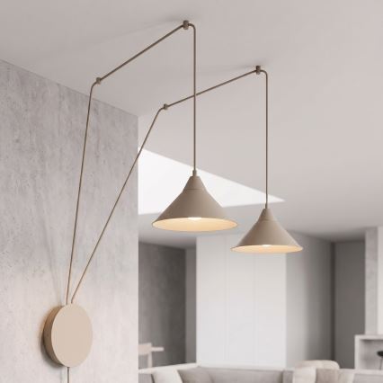 Lámpara colgante con cable ABRAMO 2xE27/15W/230V beige