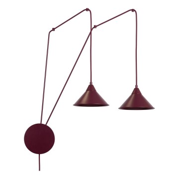 Lámpara colgante con cable ABRAMO 2xE27/15W/230V roja