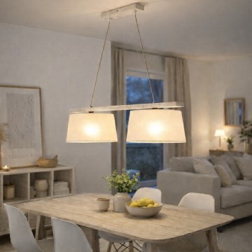 Lámpara colgante con cable AIDA 2xE27/60W/230V Ø 35 cm roble/blanco