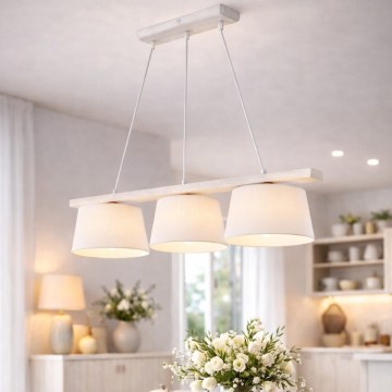 Lámpara colgante con cable AIDA 3xE27/60W/230V Ø 25 cm roble/blanco